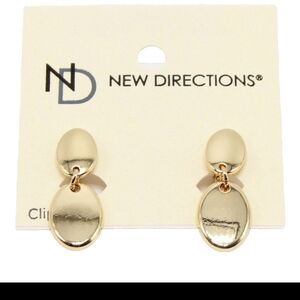 new directions Gold Double Oval Drop Clip-On Earrings